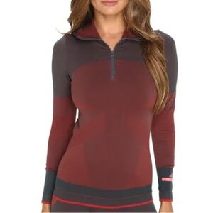 Adidas by Stella McCartney Red and Gray Hooded Top Size Small Half Zip